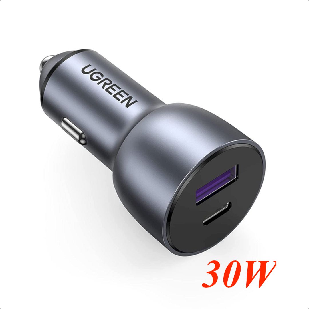 Ugreen 40858 PD 30W + SCP 22.5W usb type A + C Dual - Port Car Charger CD130