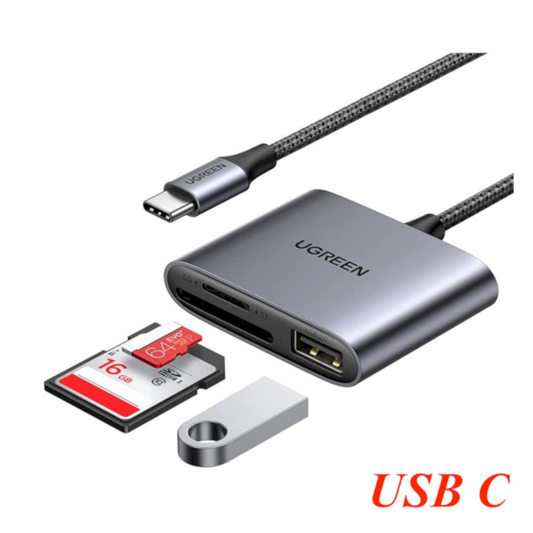 Ugreen 80798 USB type C to SD TF + USB 2.0 Memory Card Reader CM387