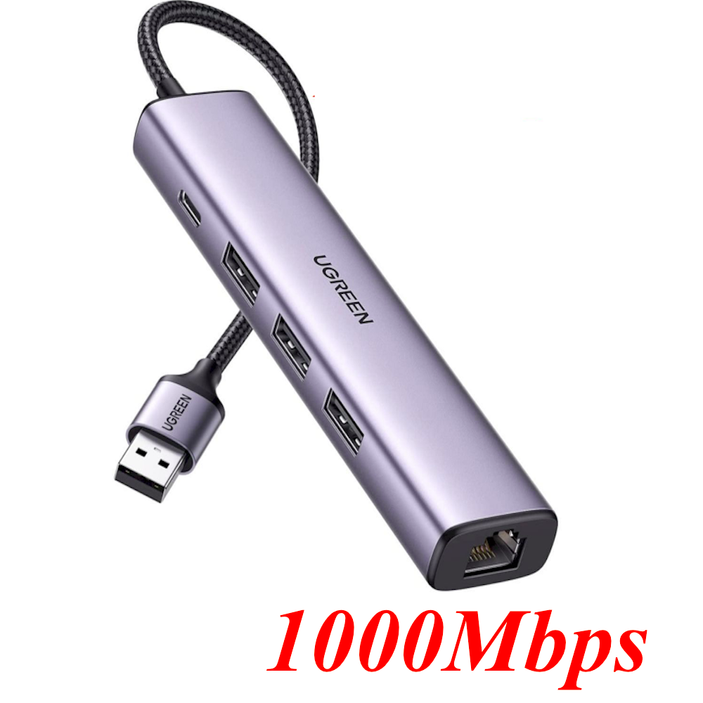 Ugreen 60554 3×USB 3.0 + RJ451000Mbps Ethernet Adapter USB 3.0 hub CM475