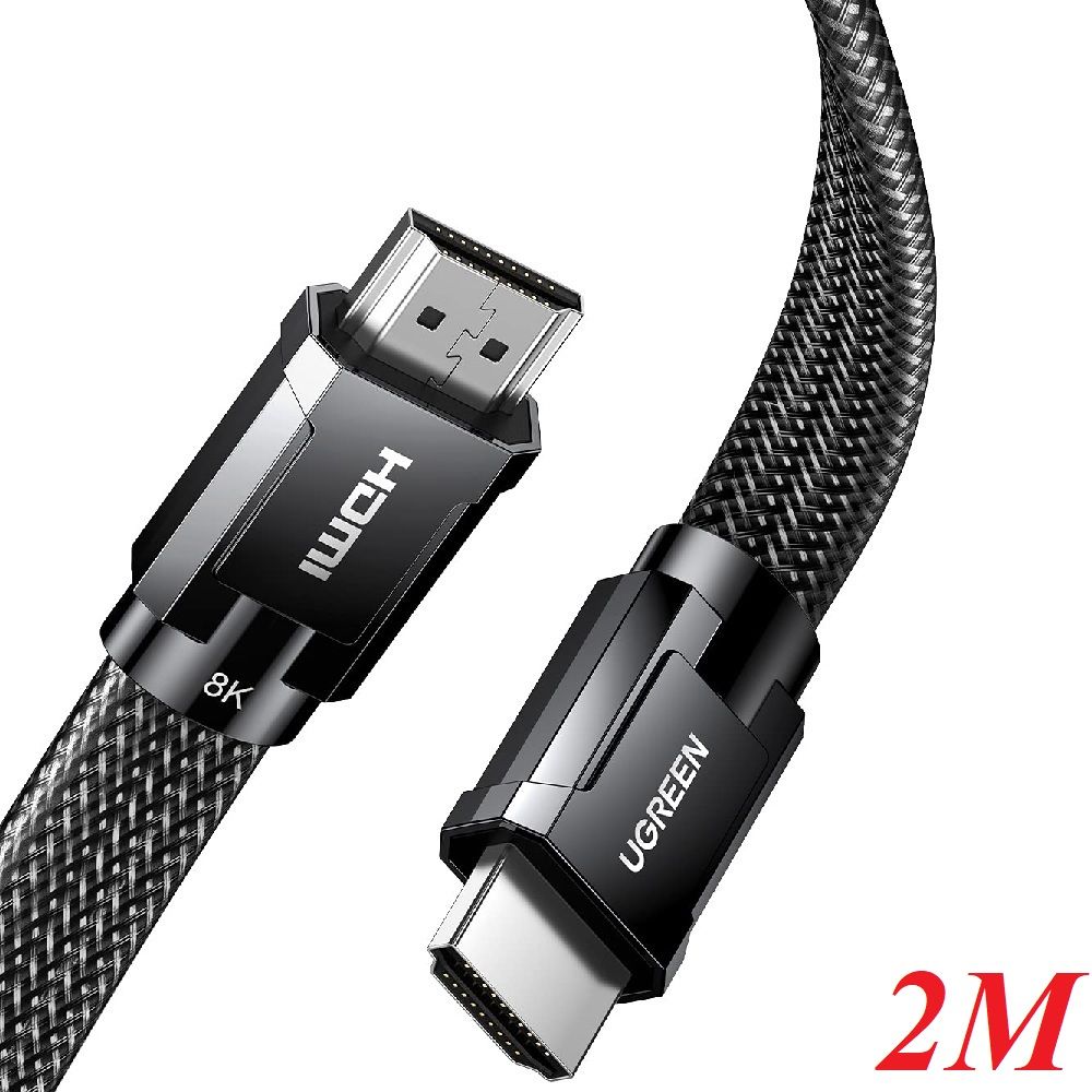 Ugreen 20228 2m Flat 2.1 hdmi 8k 60hz 48Gpbs M / M Zinc Alloy Braided Cable 4k 120hz HD145