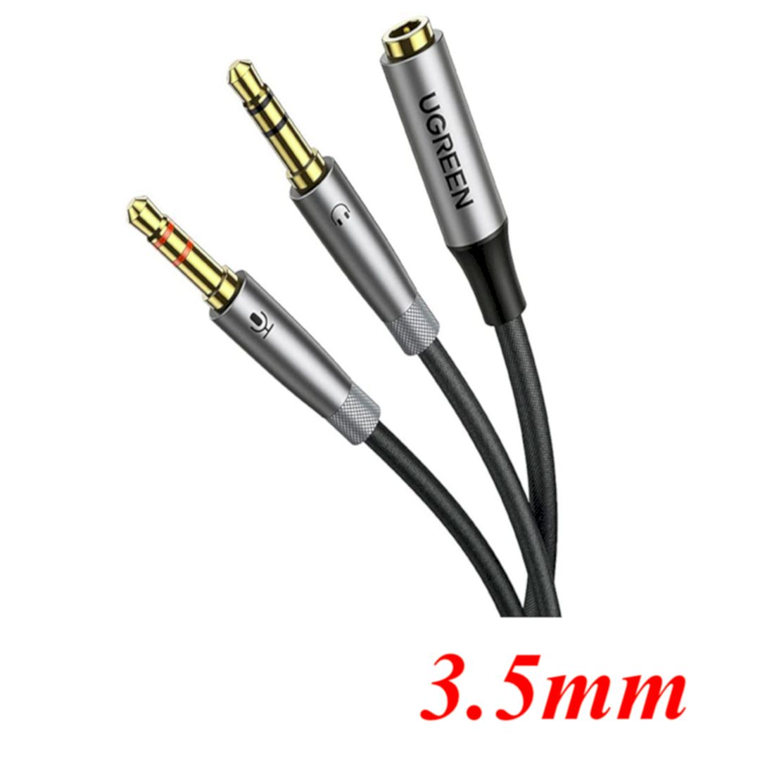 Ugreen 50255 3.5mm x2 Male to 1x Female Audio Cable support mic black AV193