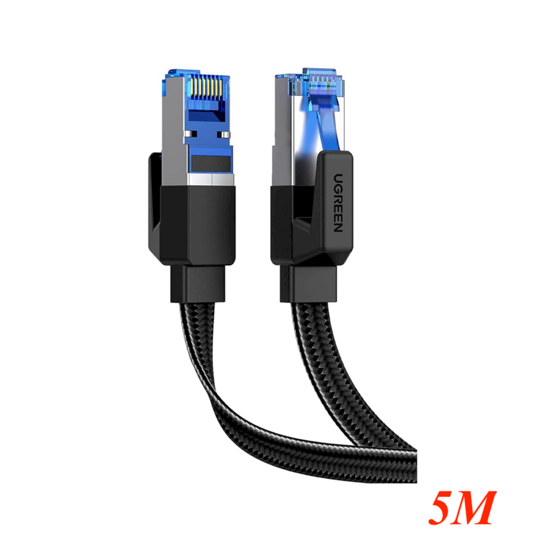 Ugreen 40173 5m Cat8 Flat 40Gbps 2000mhz Ethernet Cable Braided black NW190