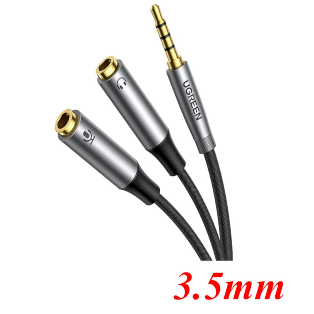 Ugreen 50254 3.5mm Male to 2x Female Audio microphone support mic Cable black AV192