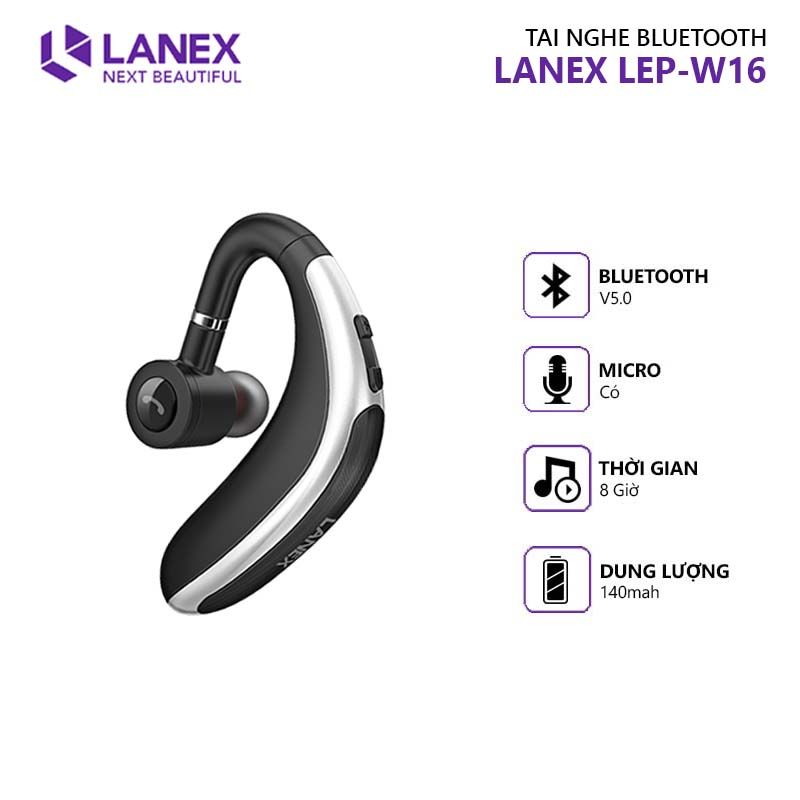 LANEX 16805 LEP - W16 tai Nghe Bluetooth 1 Bên V5.0 Có Mic .Tương Thích Nhiều Thiết Bị