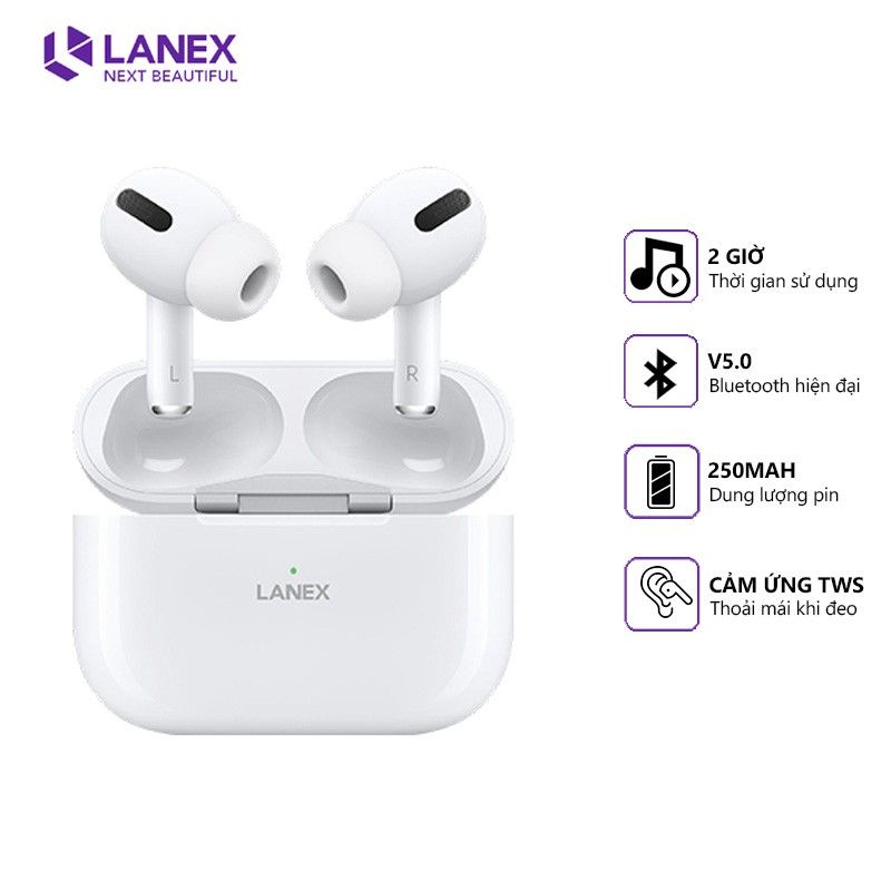Lanex 18282 W20 Tai Nghe Bluetooth Lanex LEP-W20 V5.0 Hỗ Trợ Mic Cảm Ứng TWS,Chuyên Dùng Cho Iphone