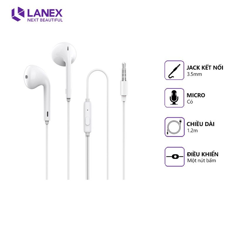 LANEX 18098 LE01 Tai nghe Nhét tai TPE.jack 3.5mm có mic