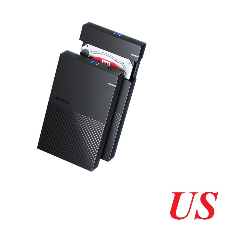 Ugreen 70310 3.5Inch with 12V2A Adapter US Plug support 16tb Hard Drive Enclosure + 5G USB-B to USB-A 3.0 Cable CM472
