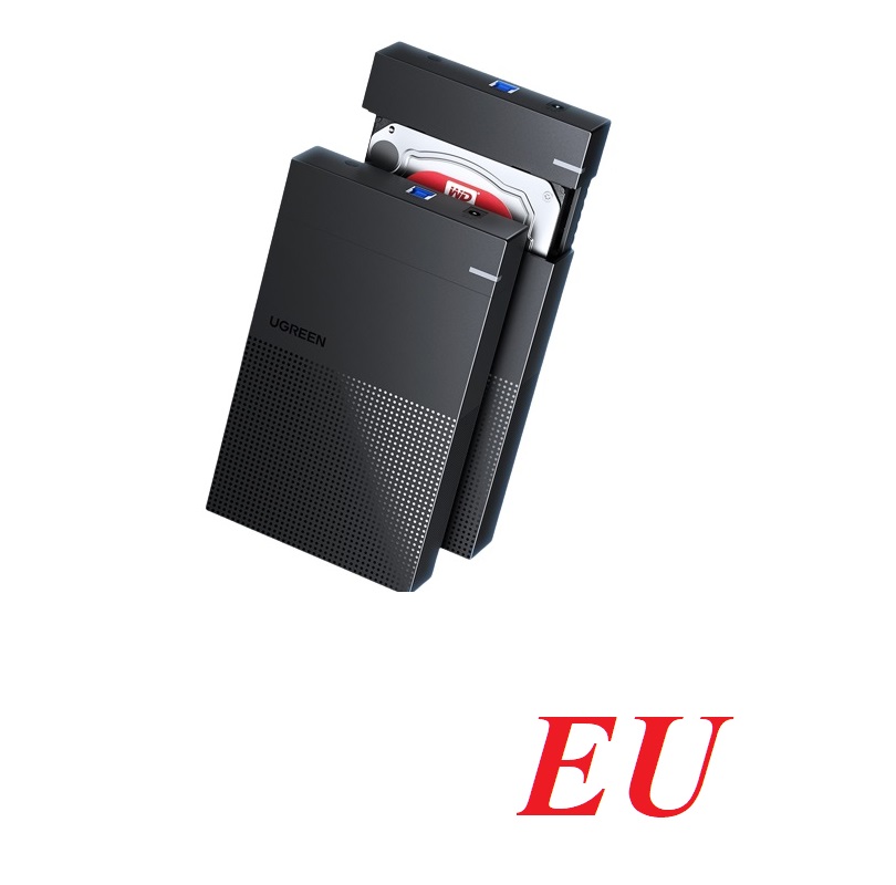 Ugreen 70337 3.5Inch with 12V2A Adapter EU Plug support 16tb Hard Drive Enclosure + 5G USB-B to USB-A Cable CM472