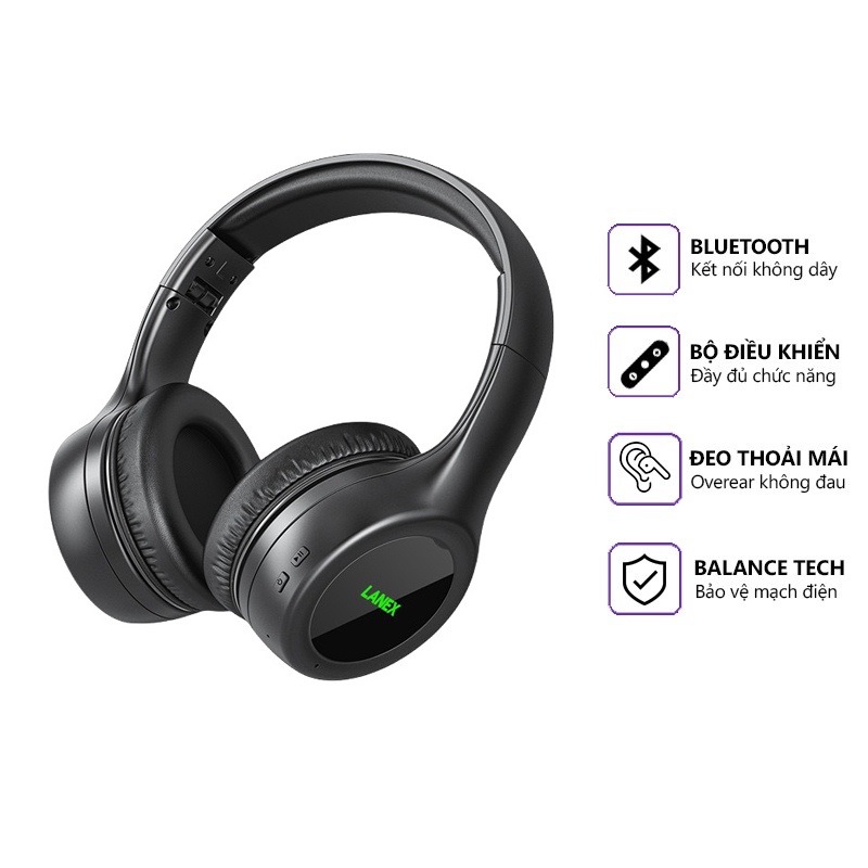 LANEX 18775 LT01 V5.0 Tai nghe Headphone Bluetooth hỗ trợ mic, tương thích nhiều thiết bị