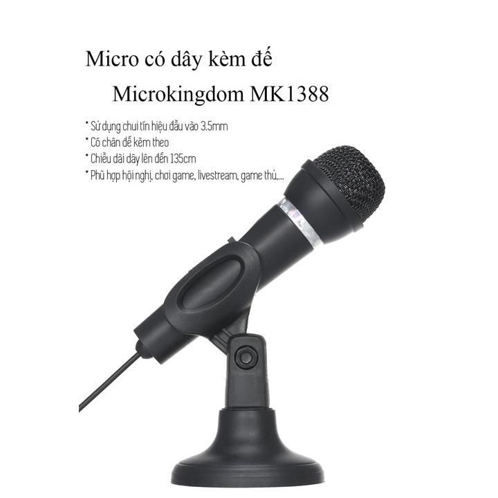 oem-dh 17412 MK1388 Micro Có Dây Để Bàn Microkingdom Có Chân Đế Thích Hợp Chơi Game Thu Âm Livestream