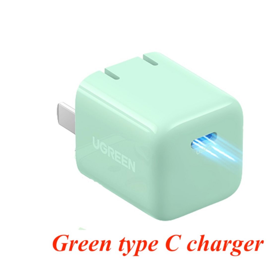 Ugreen 60898 20W Light Green qc4.0 pd3.0 USB type C Fast Charger US foldable plug CD249