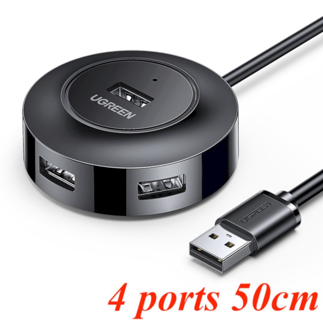 Ugreen 30254 0.5M USB 2.0 Hub 4 Ports 50cm with Led Black CR106