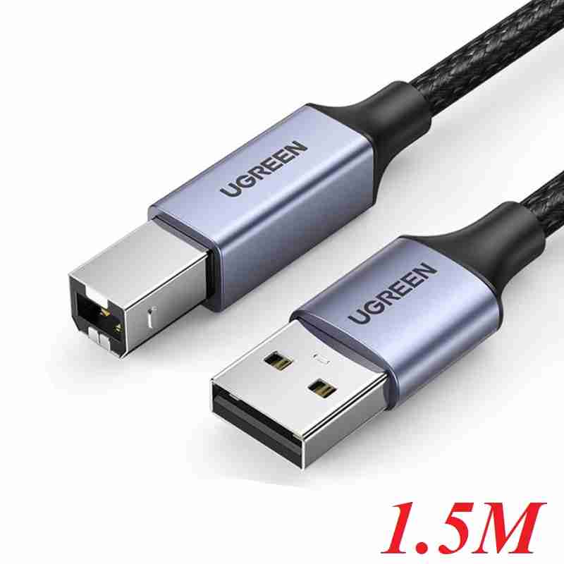 Ugreen 80802 1.5m USB A to USB B Printer Cable Aluminum alloy shell Case Braided Black US369