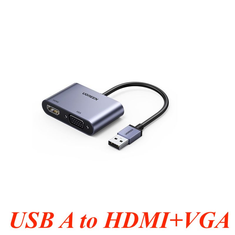 Ugreen 20518 USB 3.0 to 1080p HDMI + VGA Converter aluminum CM449