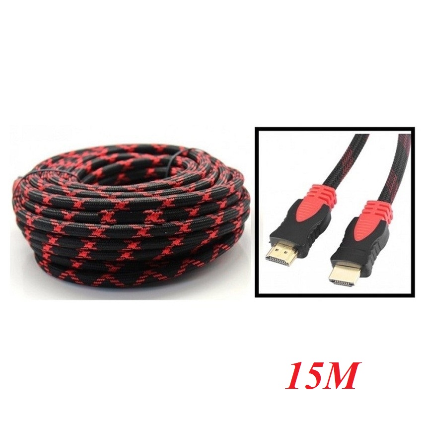 Oem-ah 18034 H150 15m Cáp hdmi bọc lưới đỏ chuẩn HĐ
