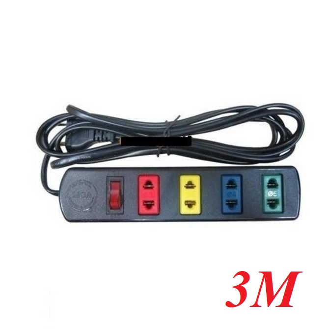 Lioa 25711 4TS3-2 5M Đen 4 Ổ Cắm 2 Chân 1 công tăc Ổ Cắm Kéo Dài
