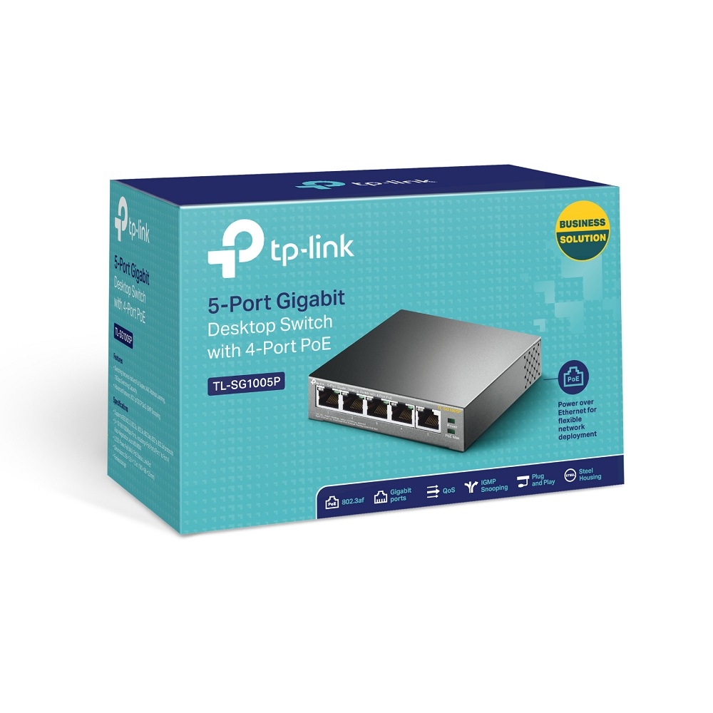 Tplink 19007 TL-SG1005P màu đen Bộ chia tín hiệu Để bàn Gigabit 5 cổng Chất liệu  kim loại