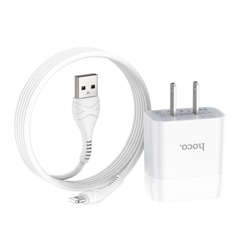 Hoco 15747 DC37 22.5w  1m bộ sạc nhanh iphone màu trắng