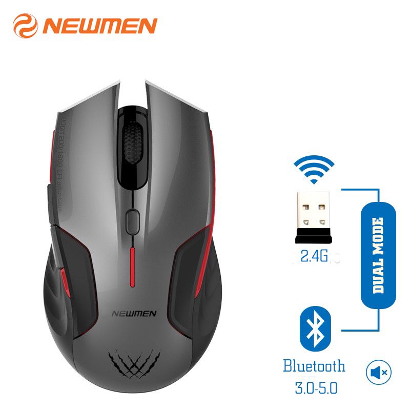 Newmen 50020 E500 Wireless Mouse  2.4G + Bluetooth 3.0 & 5.0 Chuột Chơi Game Không Dây  màu đen