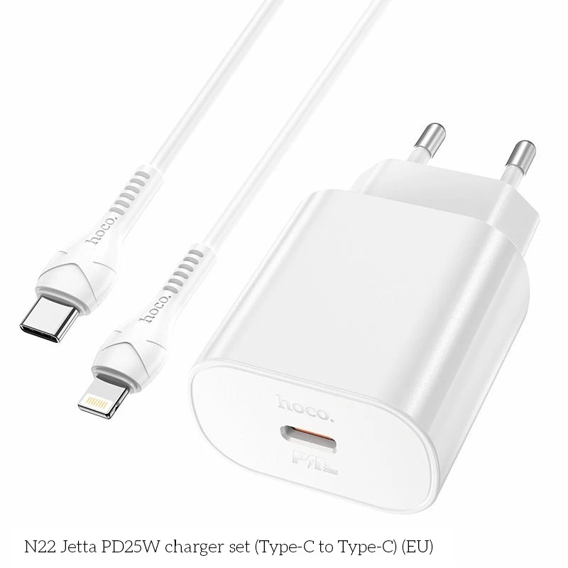 Hoco 17579 N22 Bộ cốc sạc nhanh kèm cáp iPhone PD Type-C 25W