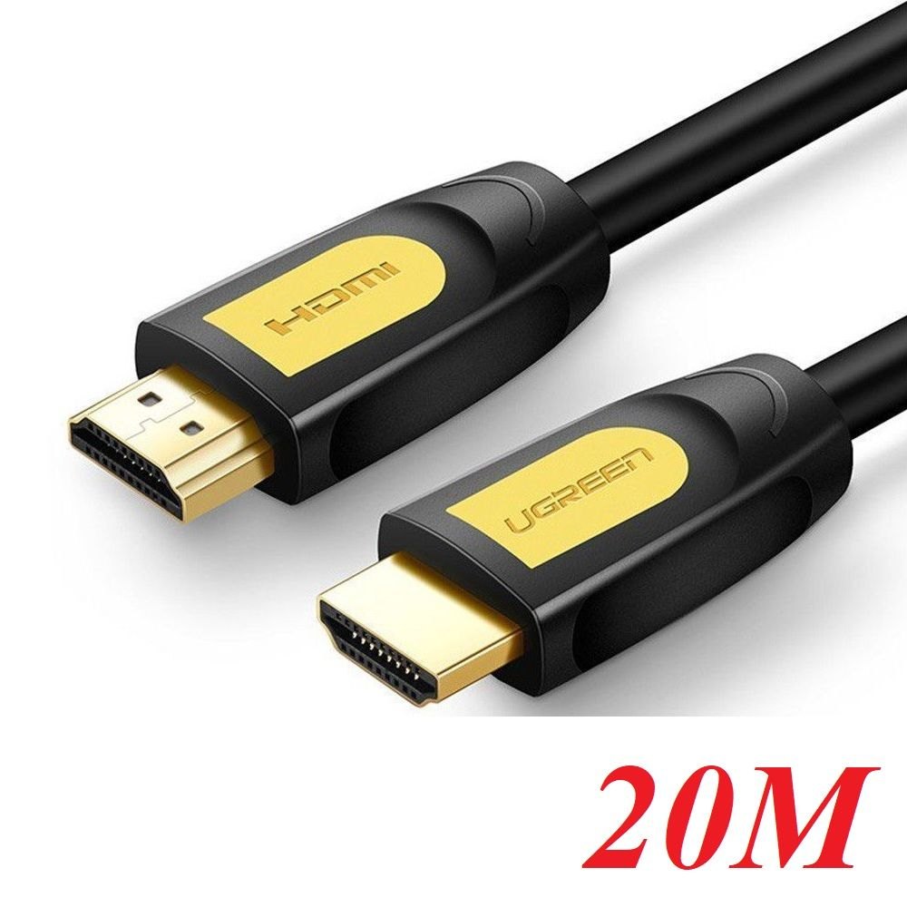 Ugreen 60357 20M 4K30HZ HDMI 1.4 Male to Male Round Cable Yellow - Black HD101