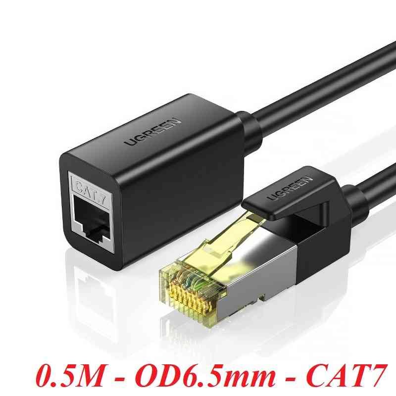 Ugreen 80410 0.5M Cat7 Od6.5Mm Black Male To Female Pure Copper Ethernet Extension Cable NW148