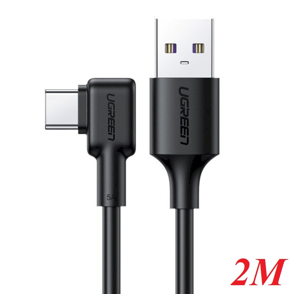Ugreen 20104 2m black 90 degree elbow USB - USB Typ C cable 5A Quick Charge 3.0 SCP FCP US307