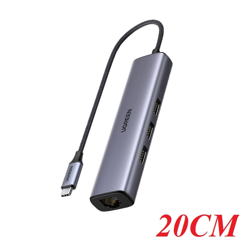 Ugreen 20920 3*Usb A Hub + Gigabit Lan Converter Without Power Port From Usb Type C CM475