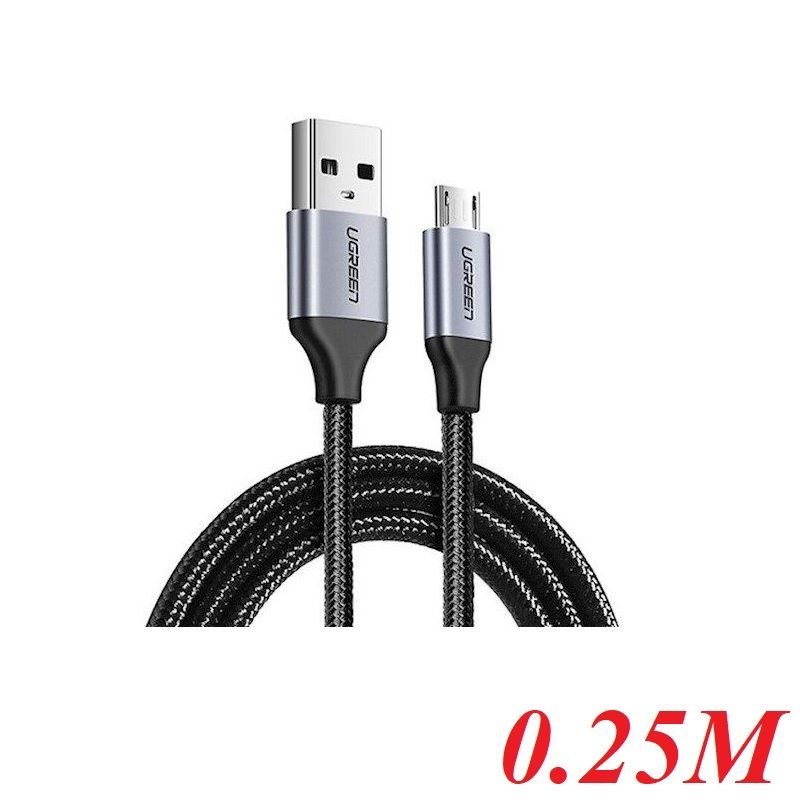 Ugreen 60144 0.25M màu Đen Cáp sạc truyền dữ liệu USB 2.0 sang MICRO USB vỏ dây bọc lưới US290