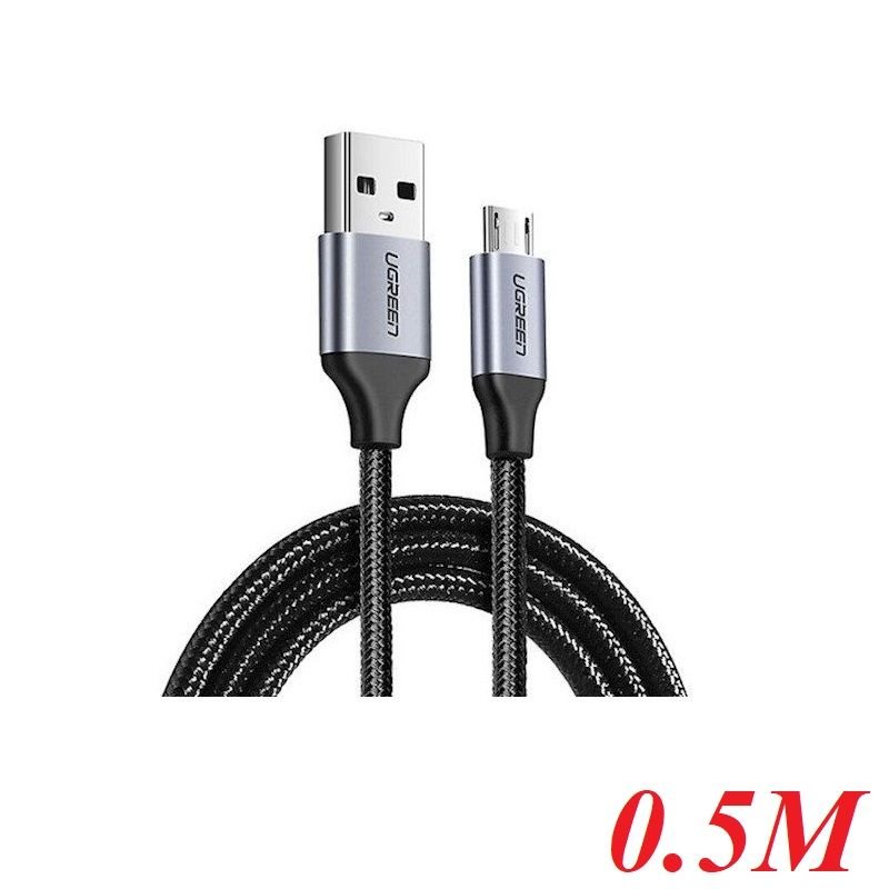 Ugreen 60145 0.5M màu Đen Cáp sạc truyền dữ liệu USB 2.0 sang MICRO USB vỏ dây bọc lưới US290