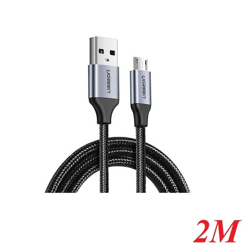 Ugreen 60148 2M màu Đen Cáp sạc truyền dữ liệu USB 2.0 sang MICRO USB vỏ dây bọc lưới US290