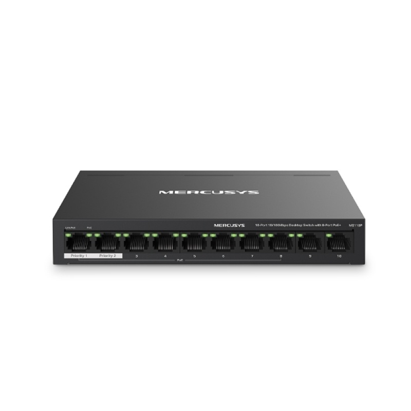 Mercusys 18194 MS110P Switch 10 cổng 10/100Mbps với 8 cổng PoE+