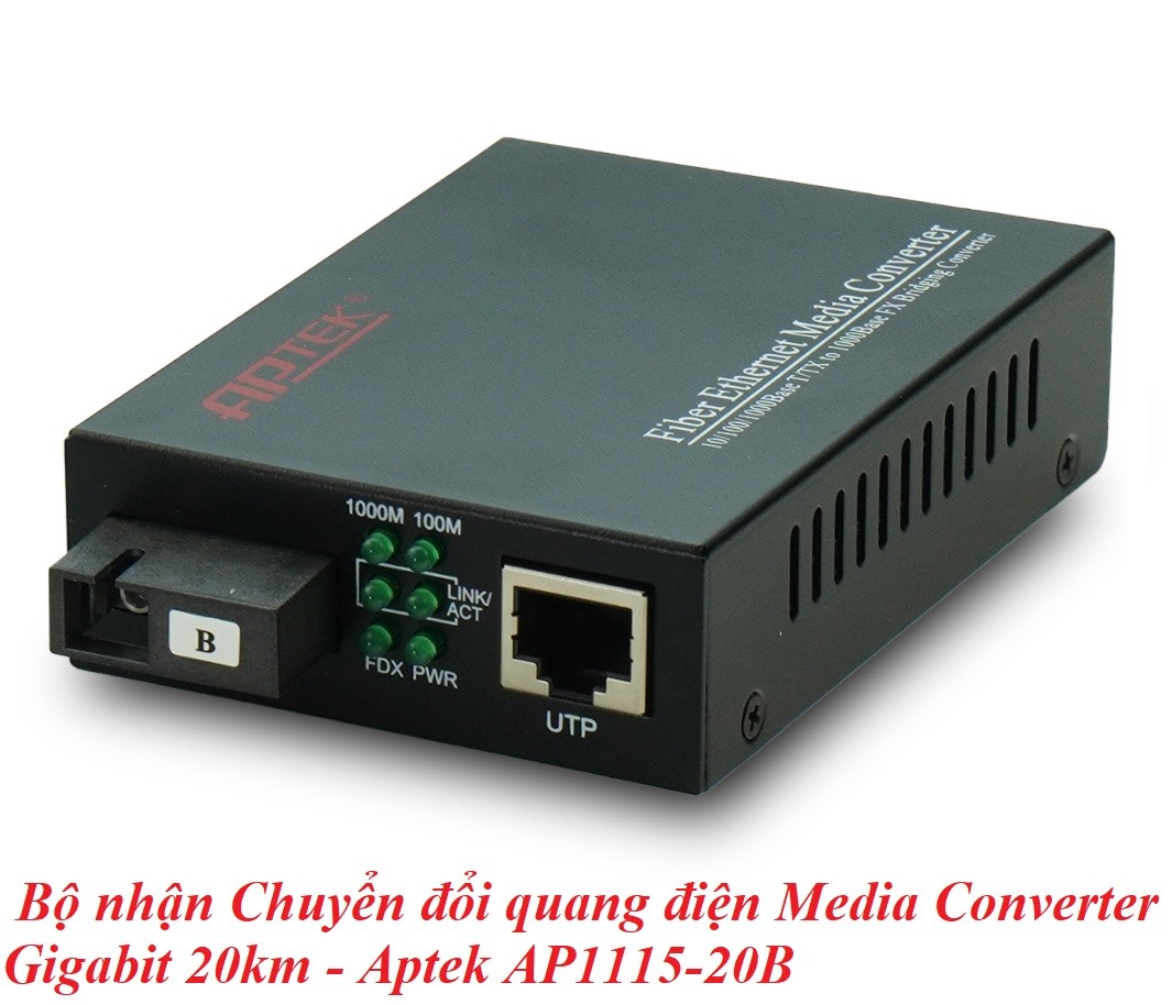 Aptek 17165 AP1115-20B Bộ nhận Chuyển đổi quang điện Media Converter Gigabit 20km