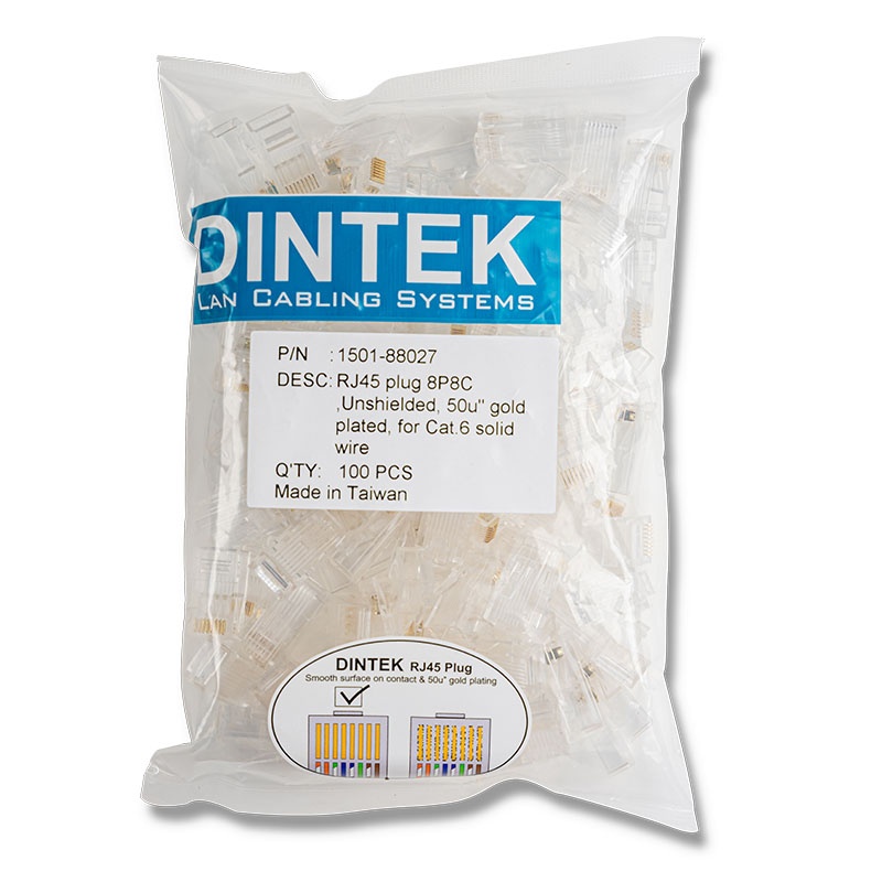 Dintek 17181 100c Cat6 1501-88027 Đầu mạng RJ45 DINTEK chuyên dụng cho Cat6 1GB