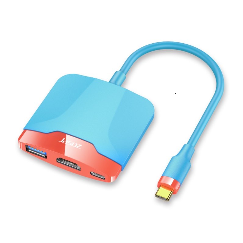 Jasoz T-H106 18cm Type-C HDMI + usb 3.0 + PDConverter 3 in 1 Red and Blue 0.18m TH106 H106 29526