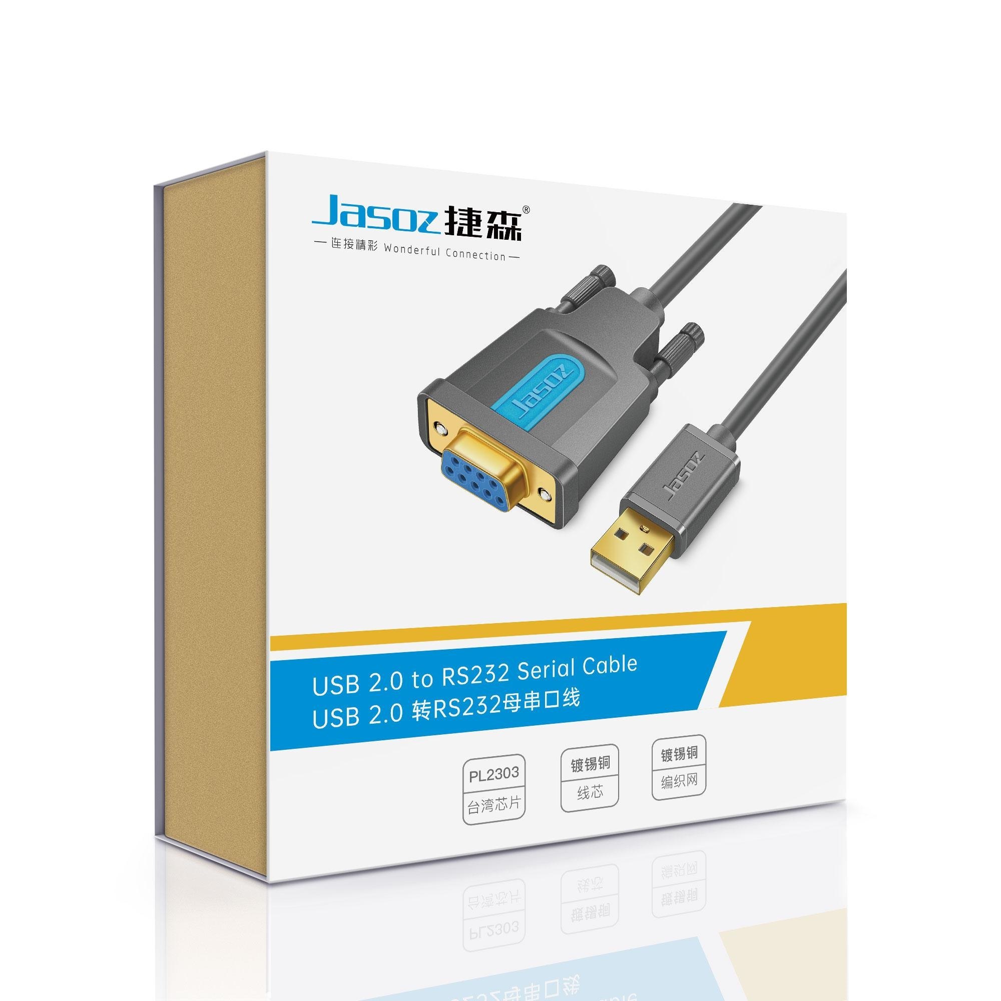 Jasoz T-I105 1.5m USB to RS-232 DB9 female serial port cable PL2303 chip TI105 I102 27502