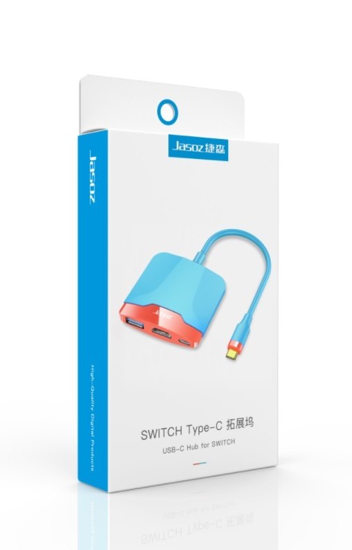 Jasoz T-H106 18cm Type-C HDMI + usb 3.0 + PDConverter 3 in 1 Red and Blue 0.18m TH106 H106 29526