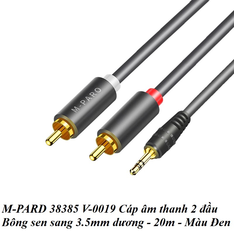 M-PARD 38385 V-0019 20m Đen Cáp âm thanh 2 đầu Bông sen sang 3.5mm dương