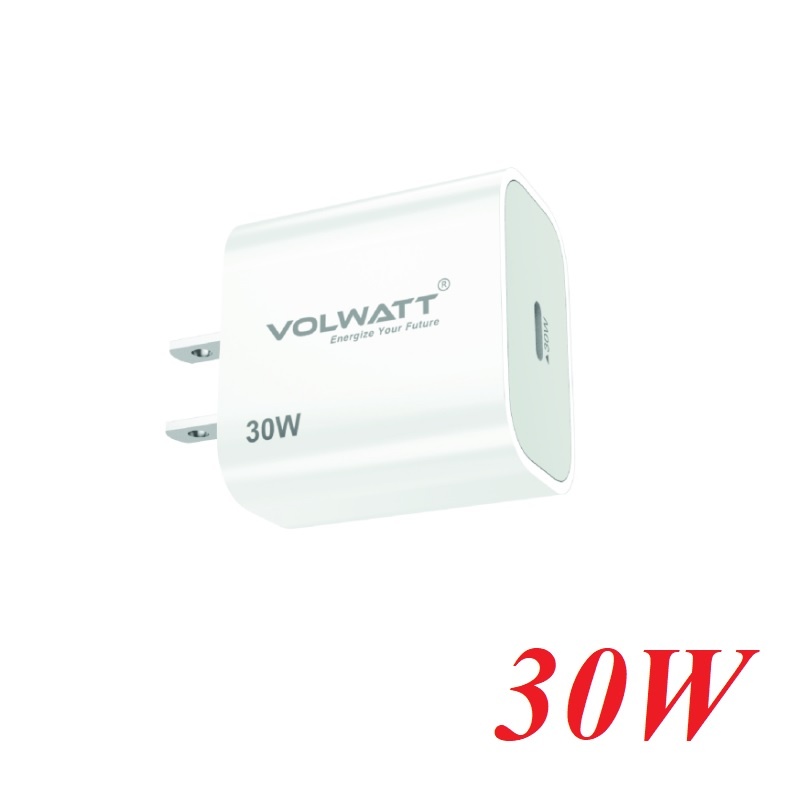 Volwatt 27146 30W 1C Củ Sạc Siêu Nhanh Type C 30W-Gan Chuẩn Gan Usb-C GE-30D-C-M GaN