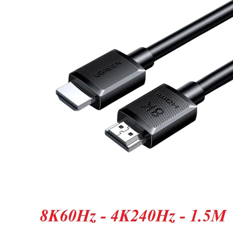 Ugreen 45431 1.5m 8K60hz v2.1 24K gold Plated 7680*4320@60Hz 3840*2160@240Hz support 48Gbps eARC ARC HDR HDMI 8K@60hz HDMI Male to Male Cable Black HD175
