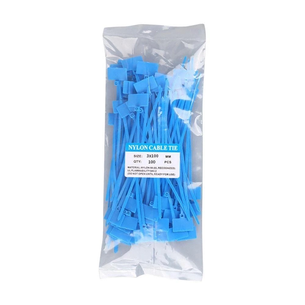 oem 12844 Màu xanh dương 100 Thẻ Cáp Đóng Băng Thẻ Nhãn Bút Đánh Dấu Dây Kéo Tự Khóa Dây Buộc Nylon