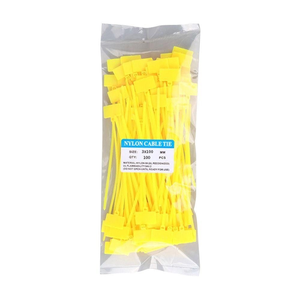 oem 12260 Màu vàng 100 Thẻ Cáp Đóng Băng Thẻ Nhãn Bút Đánh Dấu Dây Kéo Tự Khóa Dây Buộc Nylon