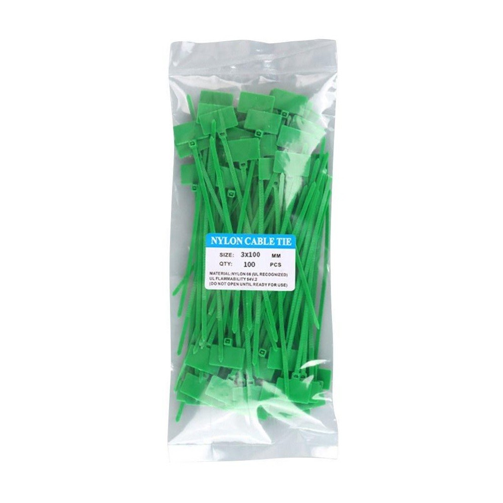 oem 12609 Màu xanh lá 100 Thẻ Cáp Đóng Băng Thẻ Nhãn Bút Đánh Dấu Dây Kéo Tự Khóa Dây Buộc Nylon