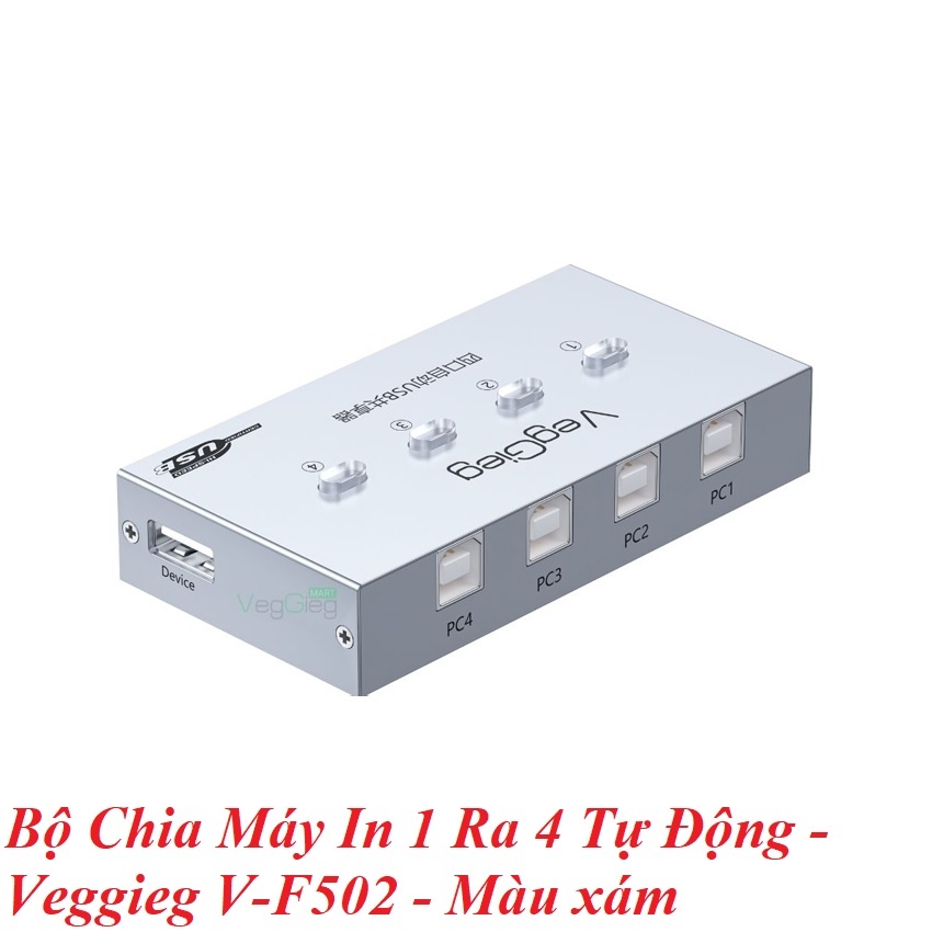 Veggieg 12382 V-F502 màu xám Bộ Chia Máy In 1 Ra 4 Tự Động