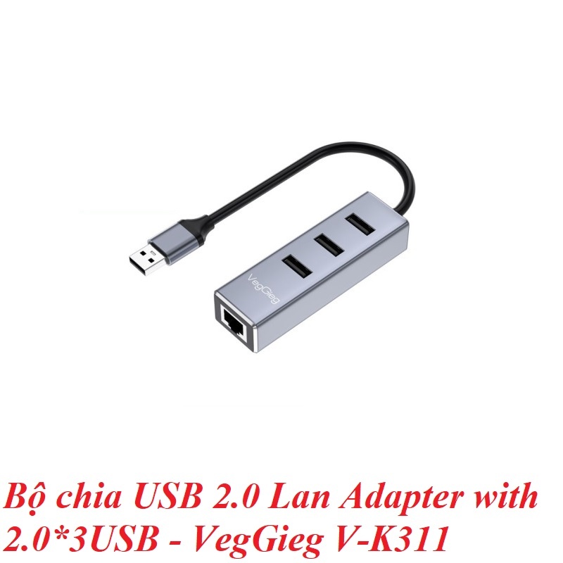 VegGieg V-K311 4 IN 1 USB 2.0 Lan 10/100 Adapter with 2.0*3 USB 12974