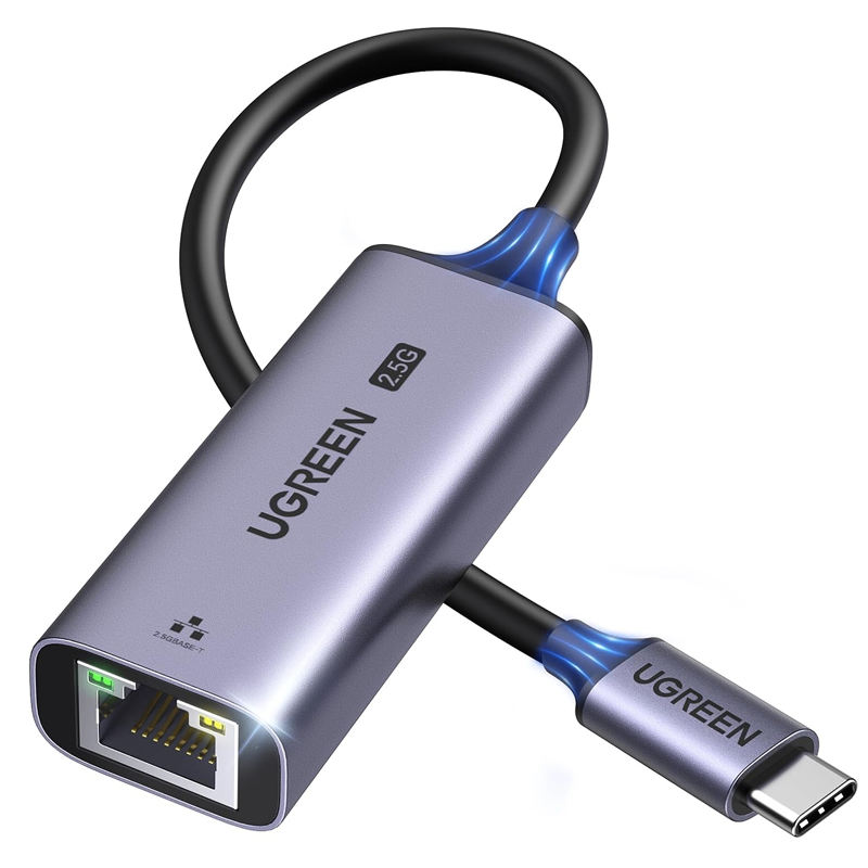 Ugreen 25052 Màu xám USB C 3.1 to LAN 2.5G Bộ chuyển đổi USB-C 3.1 to Ethernet Adapter chip RTL8156BG CM648