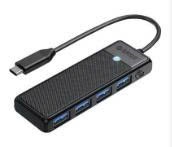 Orico 28684 Hub USB Type C sang 4 cổng USB 3.0 Orico PAPW4A-C3-015-BK màu đen