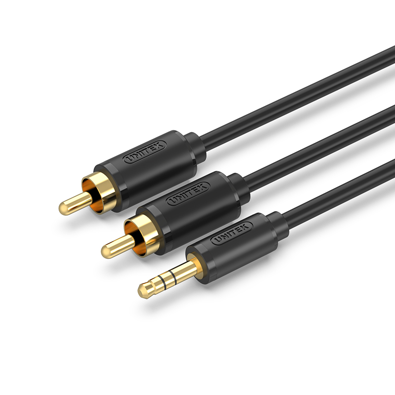 Unitek 27078 Y-C9027BK 25M màu Đen 3.5mm ra 2*RCA cáp âm thanh với một đầu cắm 3.5mm ra 2 cổng RCA (hoa sen) 27078