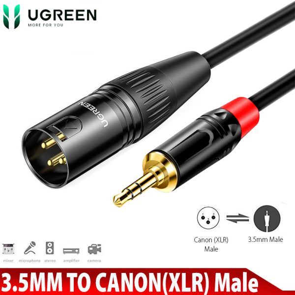 Ugreen 27081 Cáp âm thanh 3.5mm ra CANON XLR đầu Đực dài 1m5 Ugreen AV162 XLR NB305 80439D màu đen
