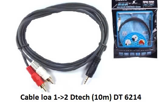 27175 DÂY TÍN HIỆU ÂM THANH 1-2 CÓ ĐẦU GIẮC 10M DT-6214 DTECH (03644)
